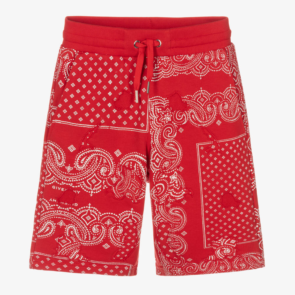 Givenchy - Красные шорты с принтом Bandana для мальчиков-подростков | Childrensalon