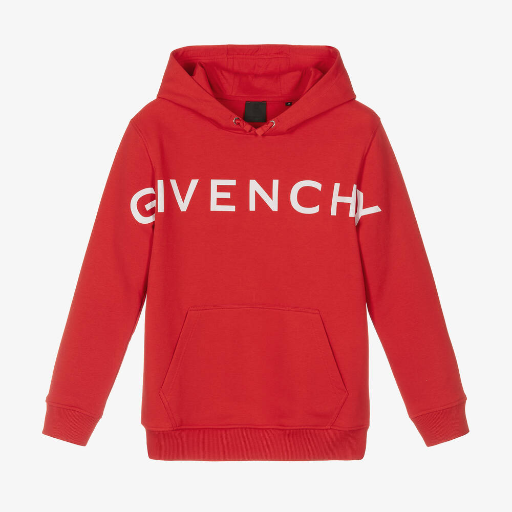 Givenchy - Teen Boys Red Cotton Hoodie | Childrensalon