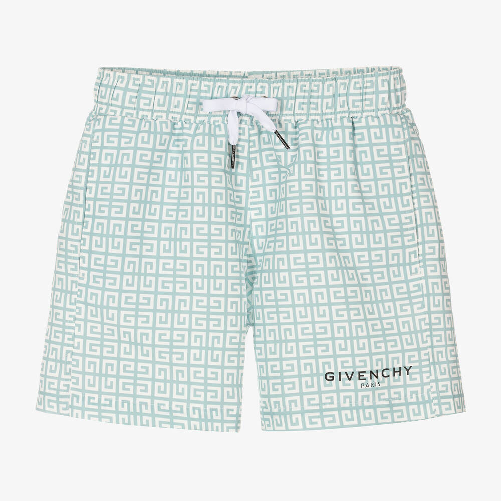 Givenchy - Short de bain vert sauge 4G ado garçon | Childrensalon