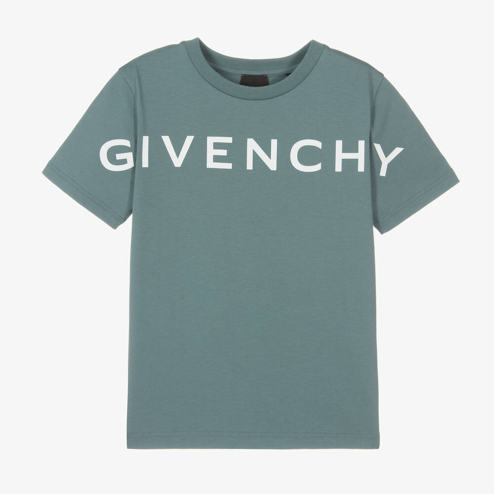 Givenchy - T-shirt vert d'eau en coton ado garçon | Childrensalon