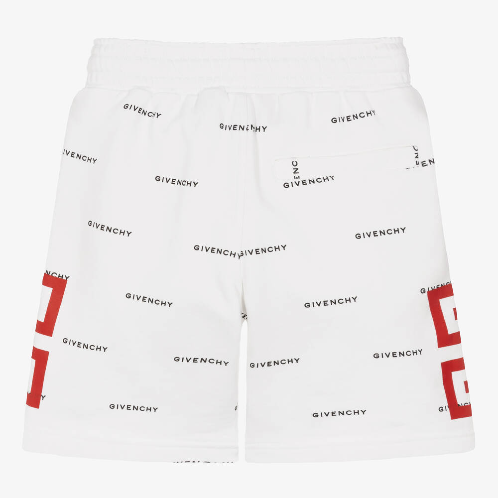 Givenchy-Teen Boys White 4G Cotton Shorts | Childrensalon Outlet