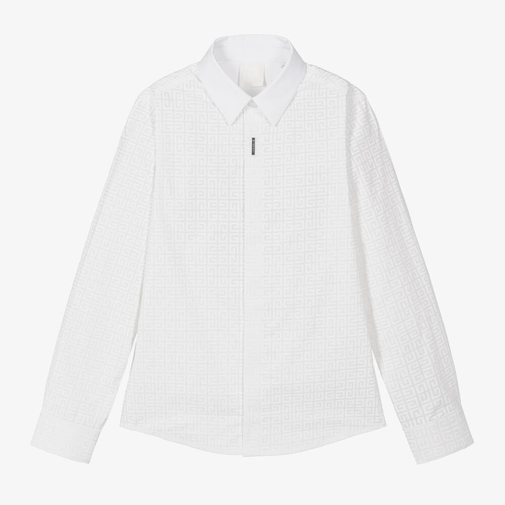Givenchy-Teen Boys White Cotton 4G Shirt | Childrensalon Outlet