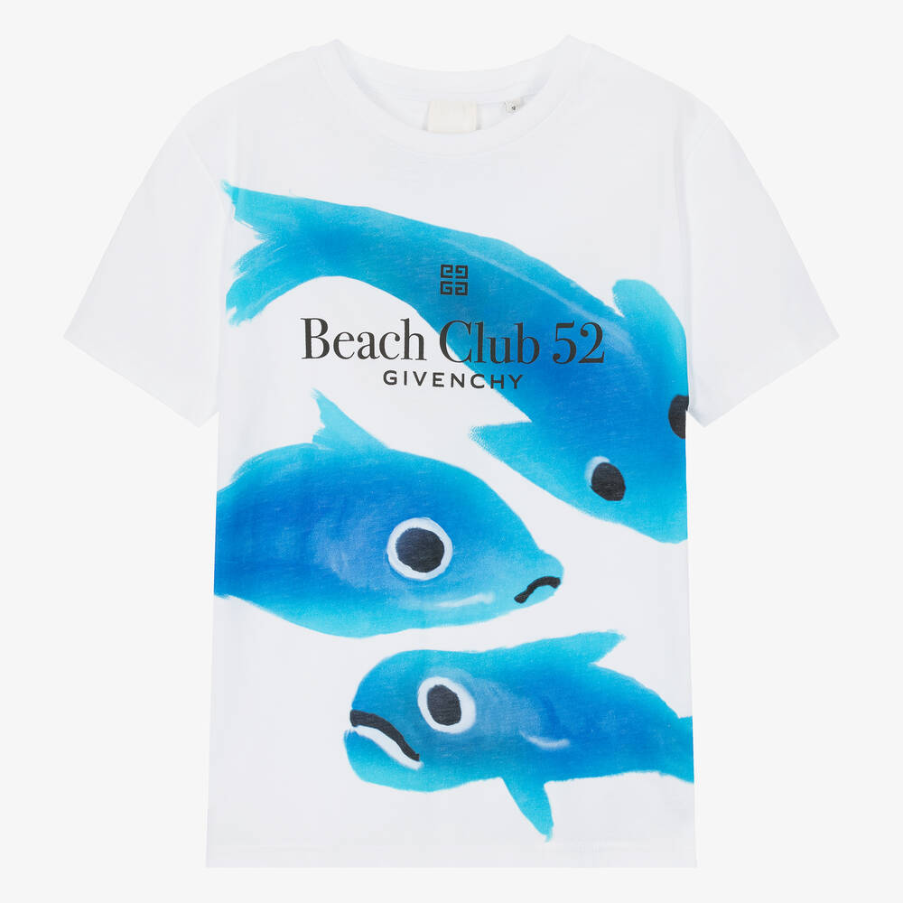 Givenchy-Teen Boys White Cotton Fish T-Shirt | Childrensalon Outlet