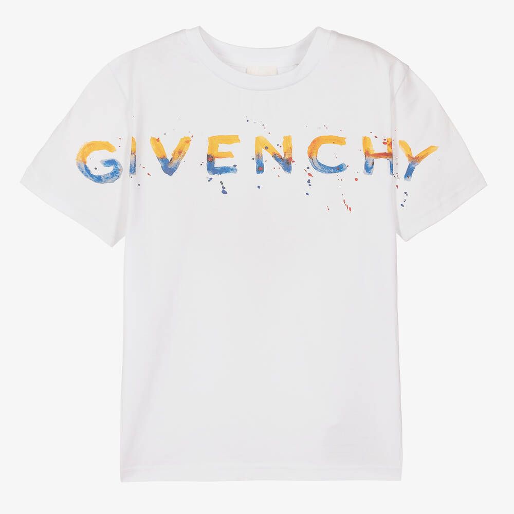 Givenchy - تيشيرت تينز ولادي قطن لون أبيض | Childrensalon