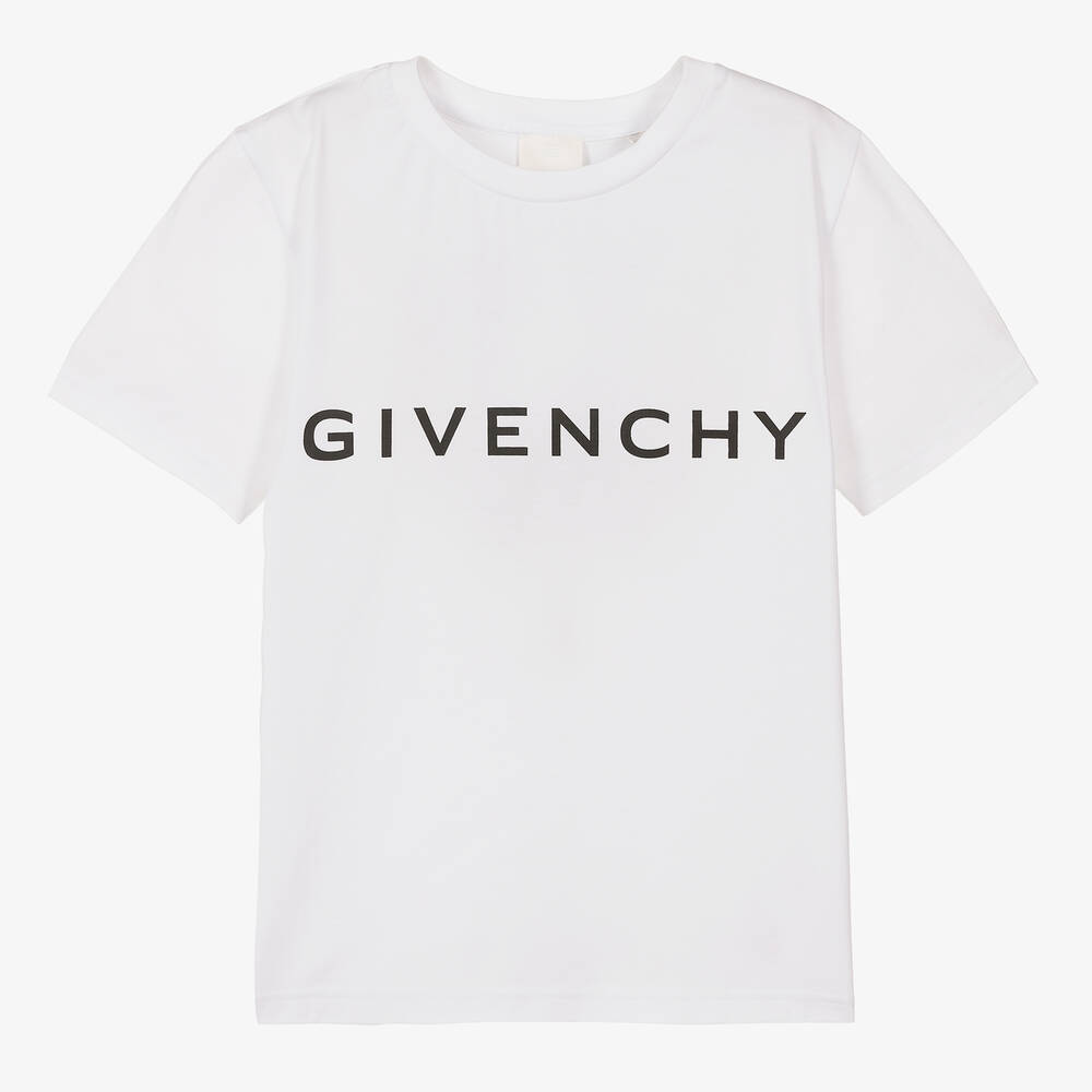 Givenchy - تيشيرت تينز ولادي قطن لون أبيض | Childrensalon