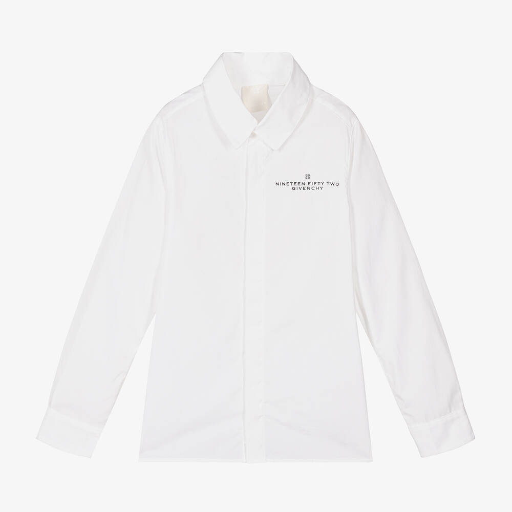 Givenchy - قميص تينز ولادي قطن لون أبيض | Childrensalon