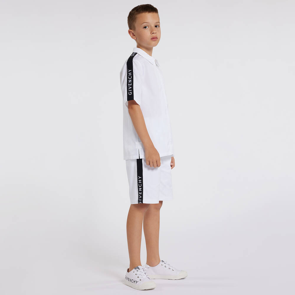 Givenchy-Teen Boys White Cotton Zip-Up Shirt | Childrensalon Outlet