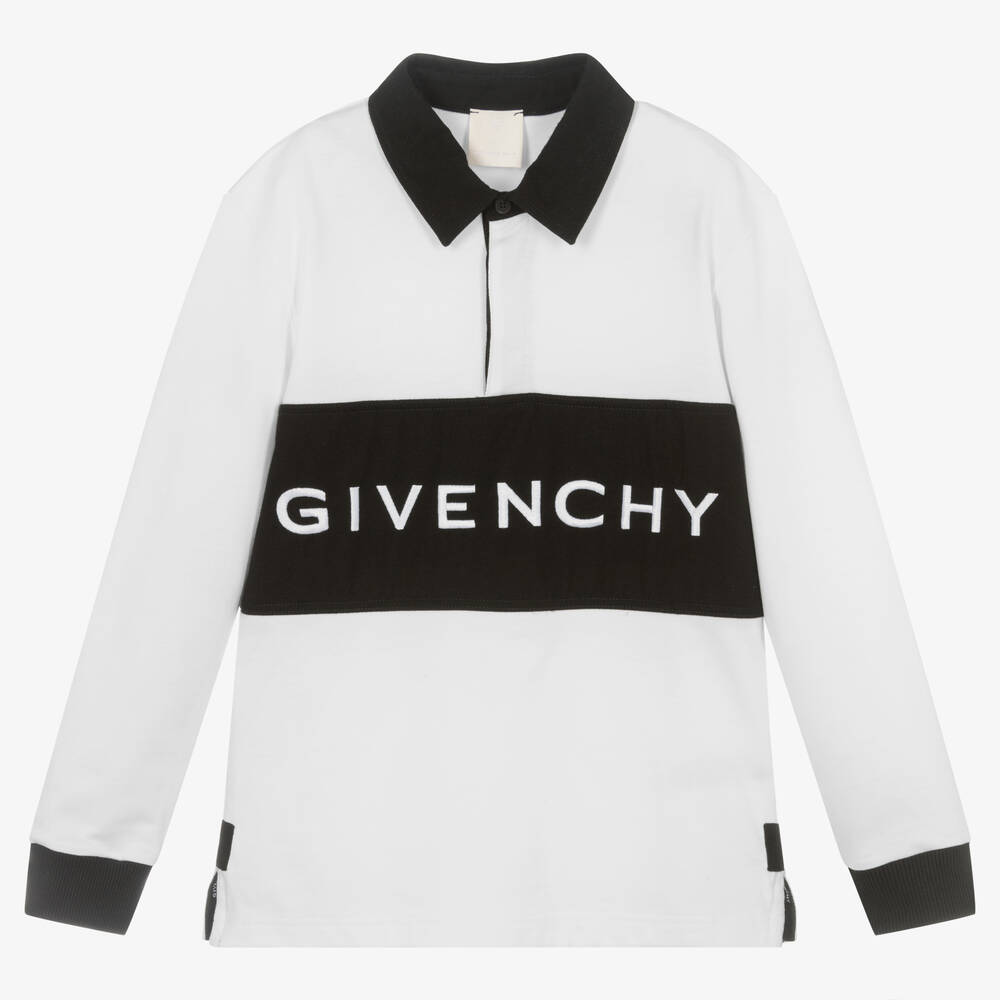 Givenchy - توب رغبي تينز ولادي قطن لون أبيض | Childrensalon