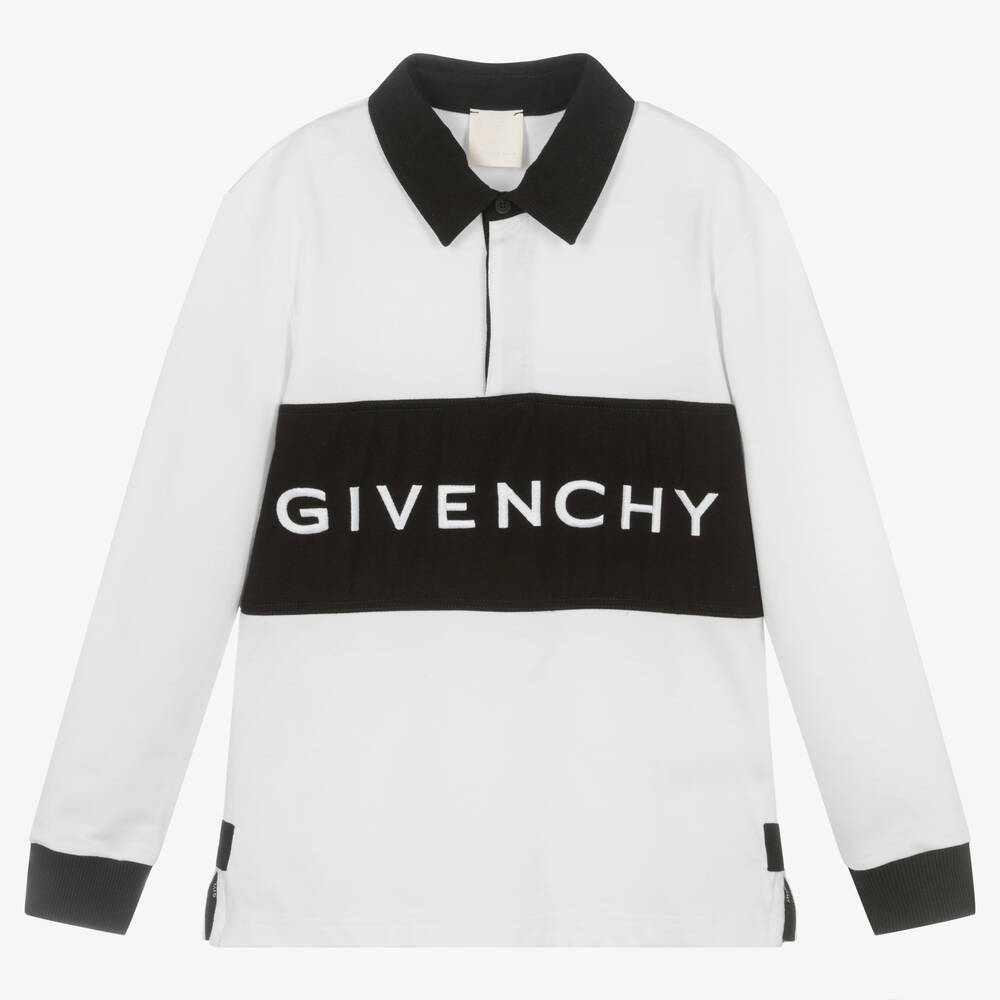 Givenchy-Teen Boys White Logo Rugby Shirt | Childrensalon Outlet
