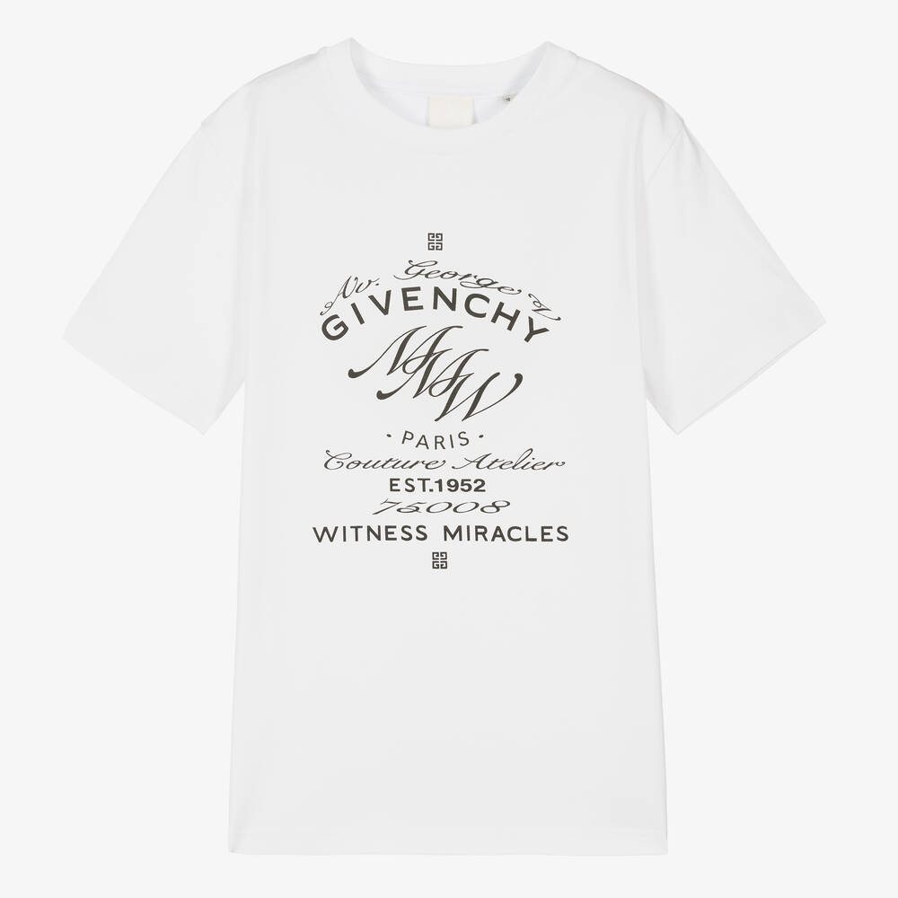 Givenchy - Teen Boys White Logo T-Shirt | Childrensalon