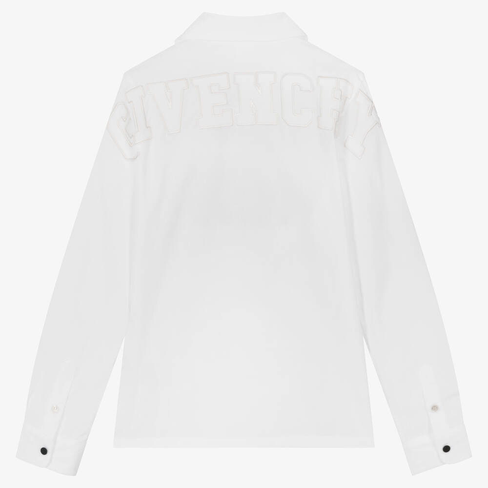 Givenchy-قميص بسحّاب تينز ولادي قطن لون أبيض | Childrensalon Outlet