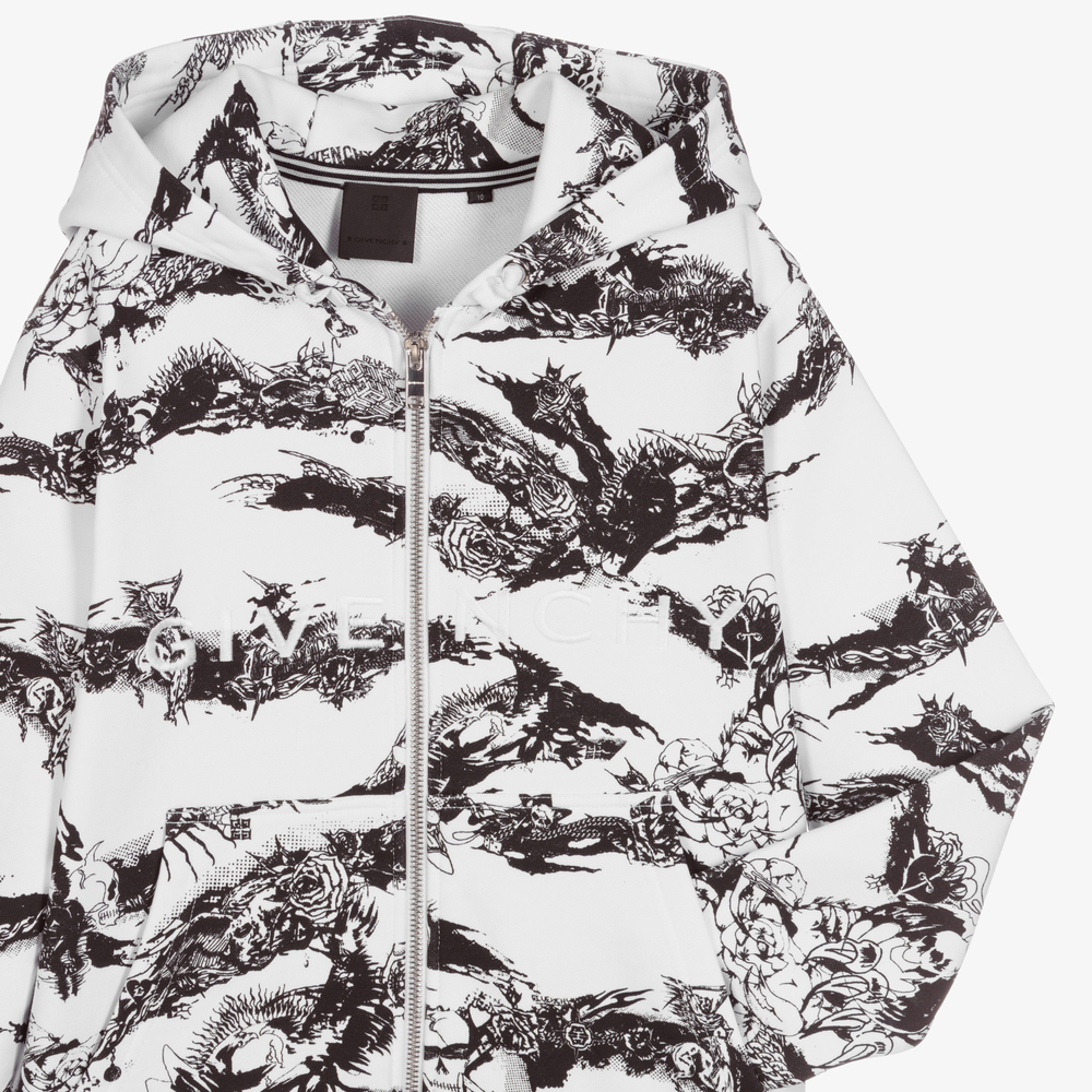 Givenchy-Белый топ на молнии для мальчиков-подростков | Childrensalon Outlet