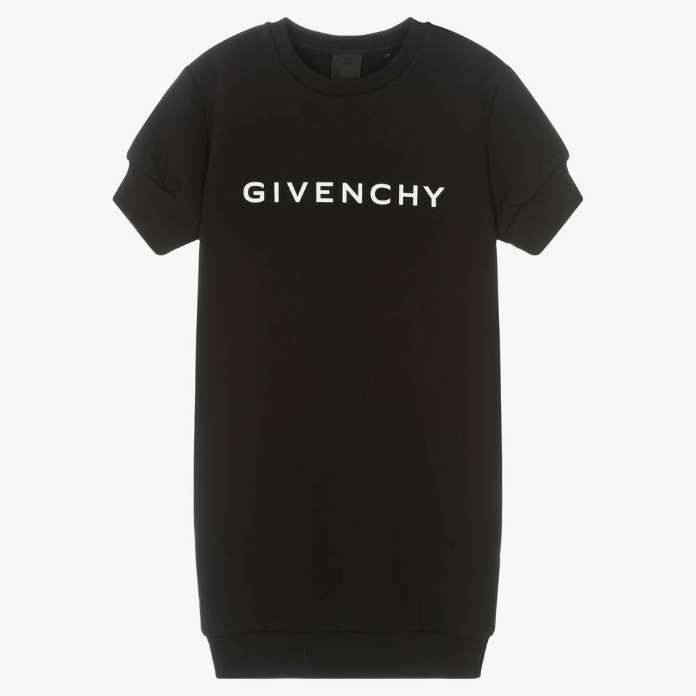 Givenchy - فستان تينز بناتي قطن جيرسي لون أسود | Childrensalon