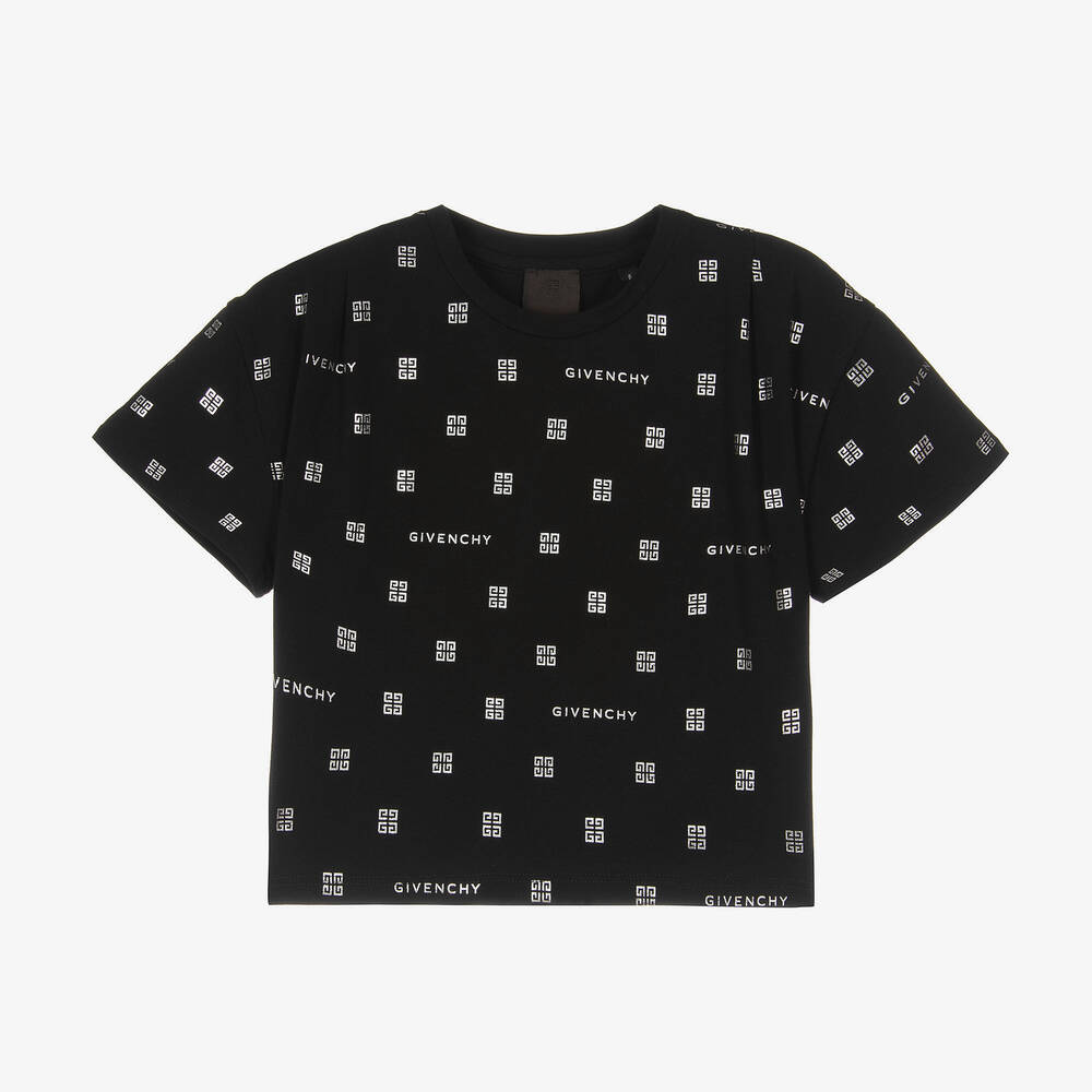 Givenchy-Teen Girls Black Cropped 4G T-Shirt | Childrensalon Outlet