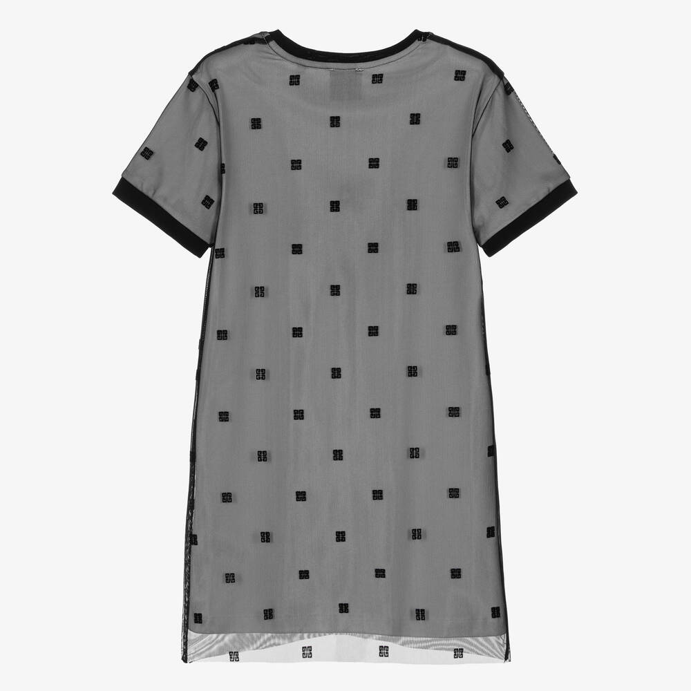 Givenchy-فستان بطبعة 4G شبك وجيرسي لون أسود للمراهقات | Childrensalon Outlet