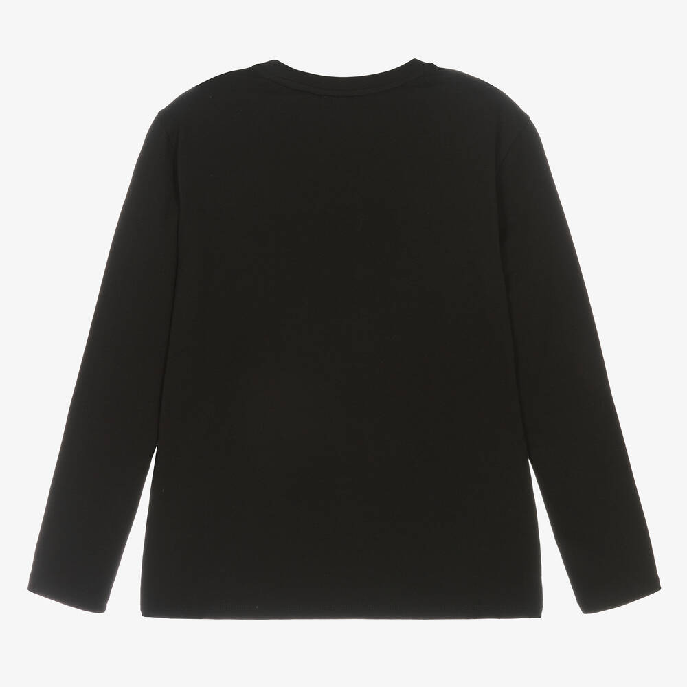 Givenchy-Teen Girls Black Sequin Cotton Top | Childrensalon Outlet