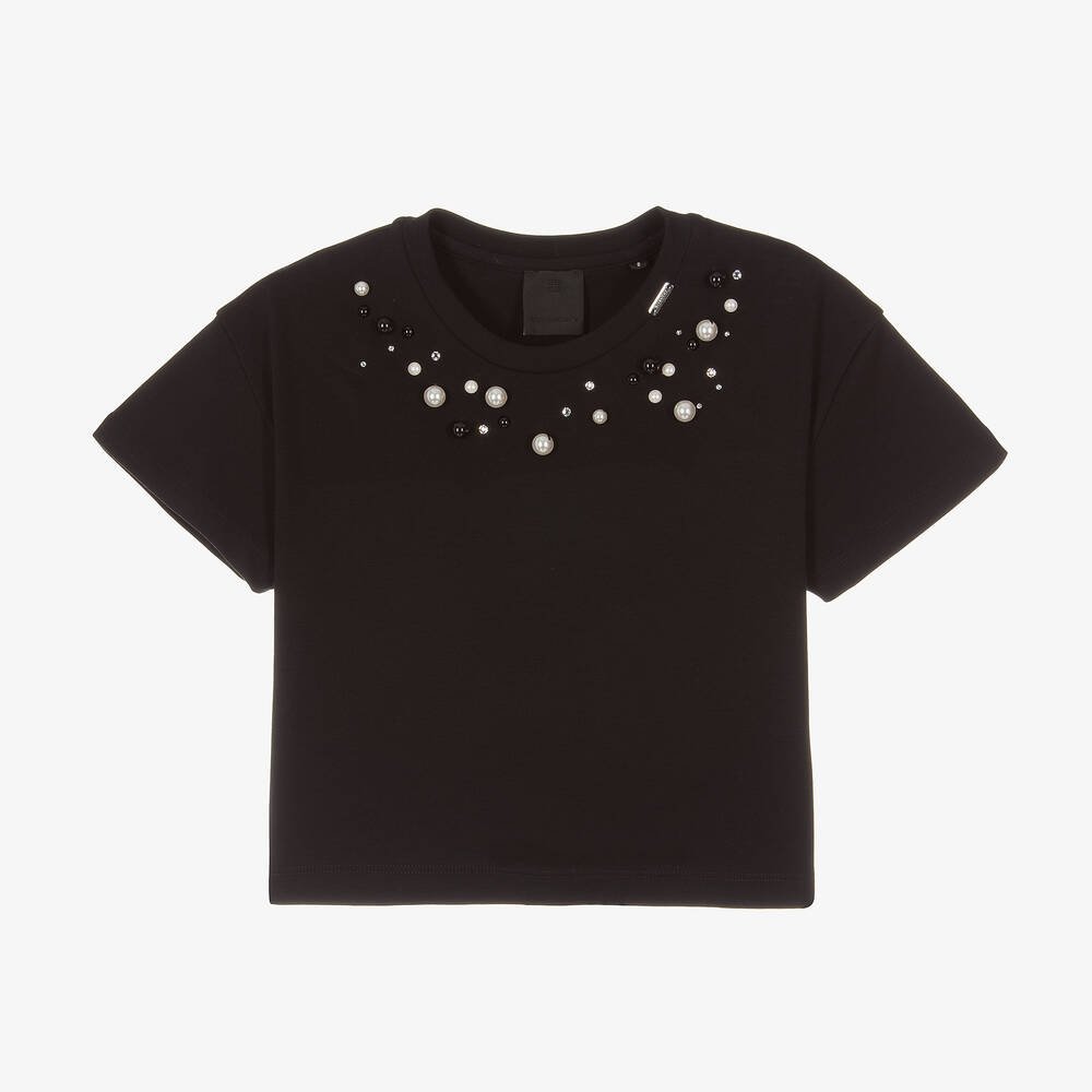 Givenchy - Черная футболка с кристаллами Swarovski | Childrensalon