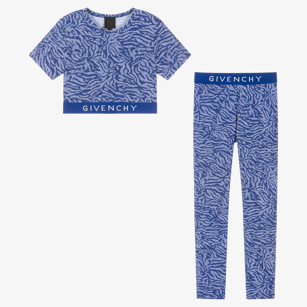 Givenchy - Blaues Teen Zebra-Leggings-Set | Childrensalon