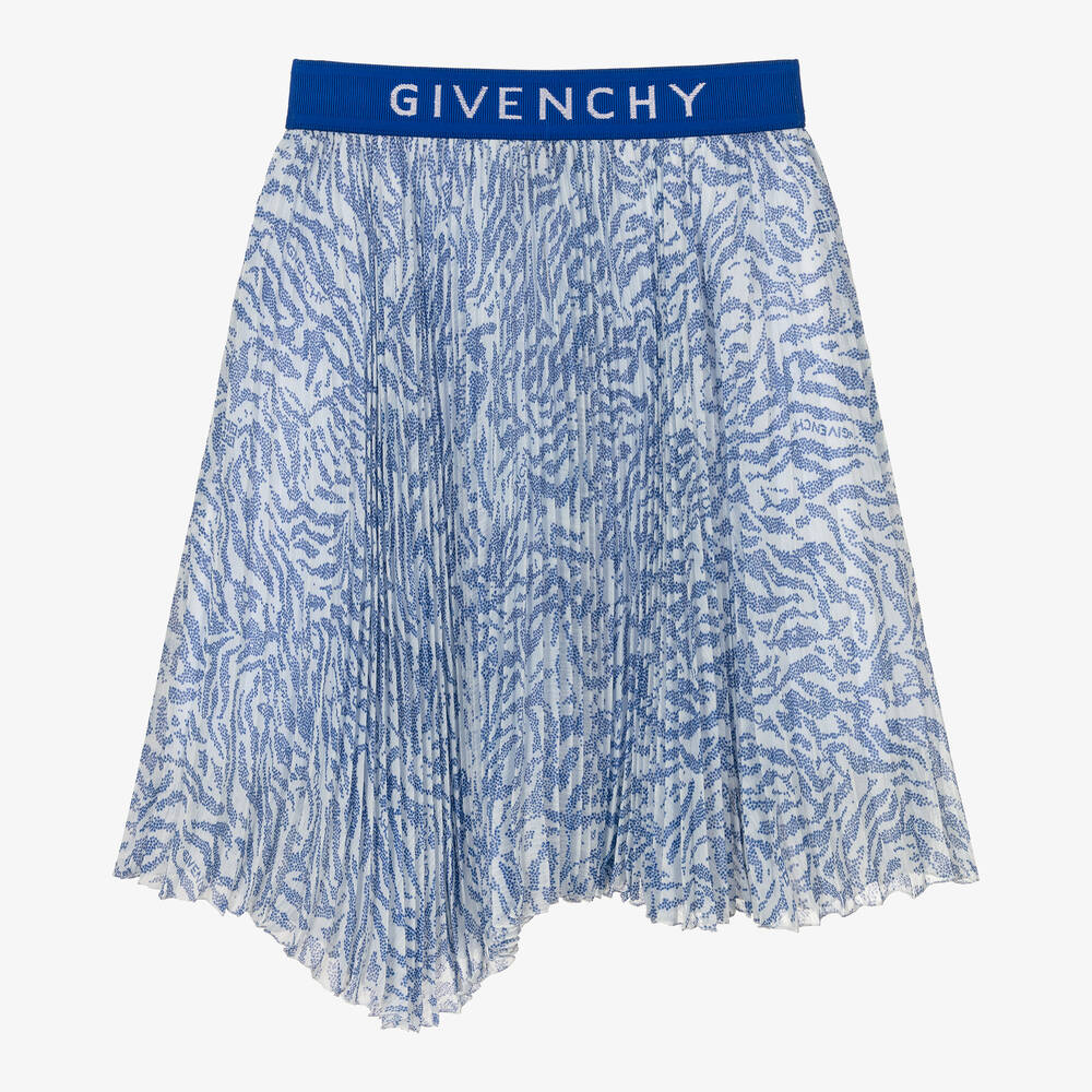 Givenchy - Teen Girls Blue Zebra Plissé Skirt | Childrensalon