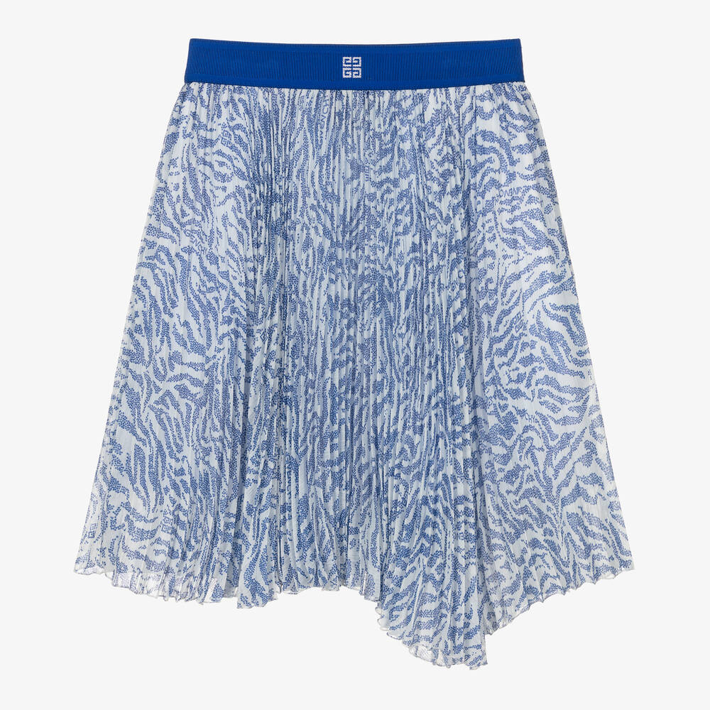 Givenchy-Teen Girls Blue Zebra Plissé Skirt | Childrensalon Outlet