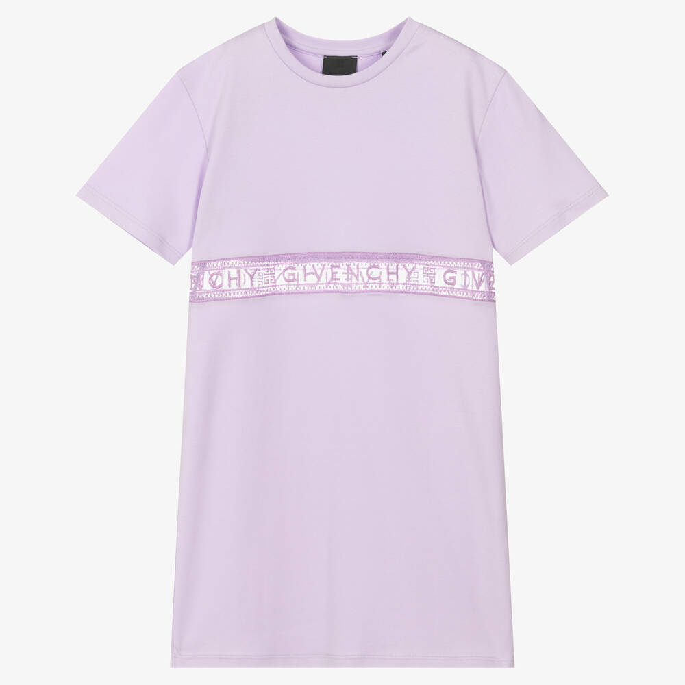 Givenchy - Robe violette dentelle 4G ado fille | Childrensalon