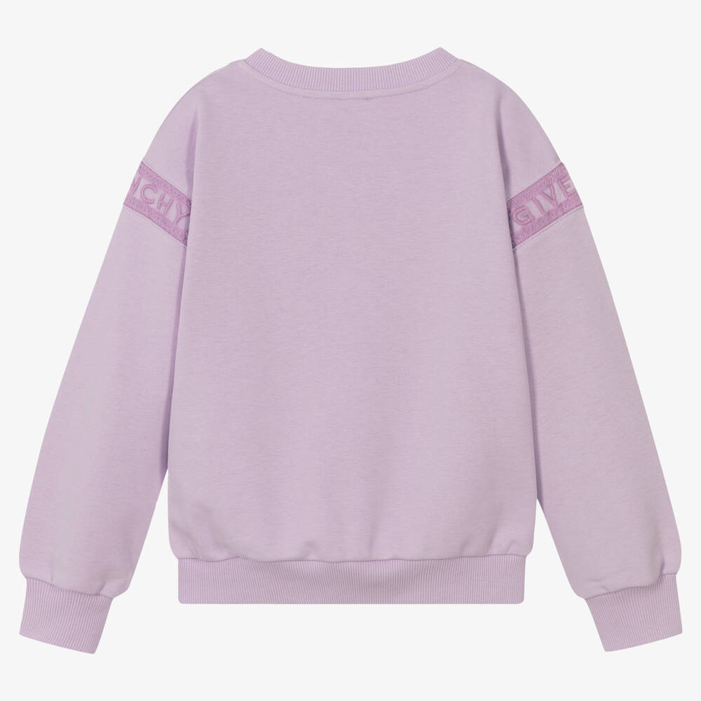 Givenchy-سويتشيرت تينز بناتي قطن جيرسي لون بنفسجي | Childrensalon Outlet
