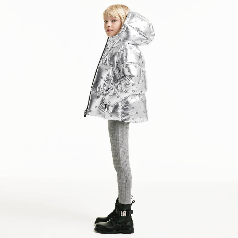 Givenchy - Teen Girls Silver 4G Puffer Jacket Givenchy - Teen Girls Silver 4G Puffer Jacket