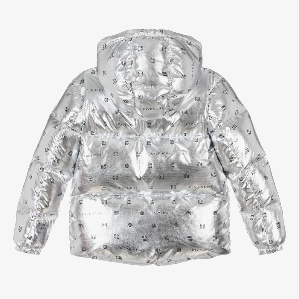 Givenchy-Серебристый пуховик 4G для девочек-подростков | Childrensalon Outlet