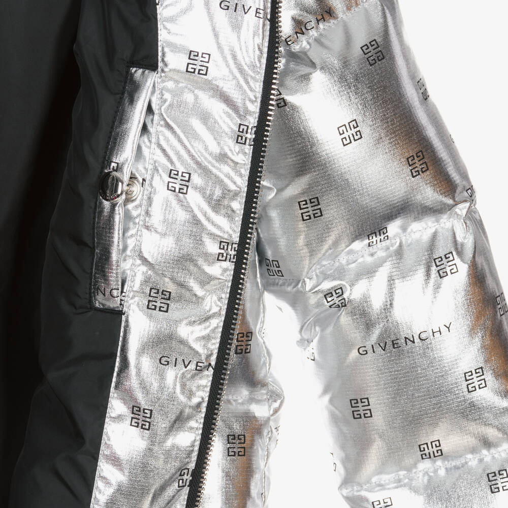 Givenchy-Серебристый пуховик 4G для девочек-подростков | Childrensalon Outlet