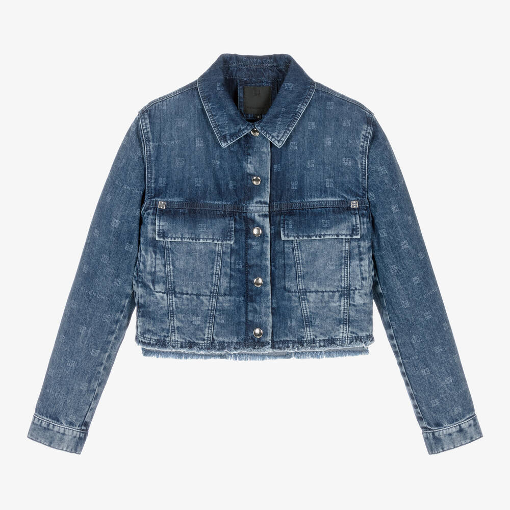 Givenchy-Teen Girls Washed Blue Denim Jacket | Childrensalon Outlet