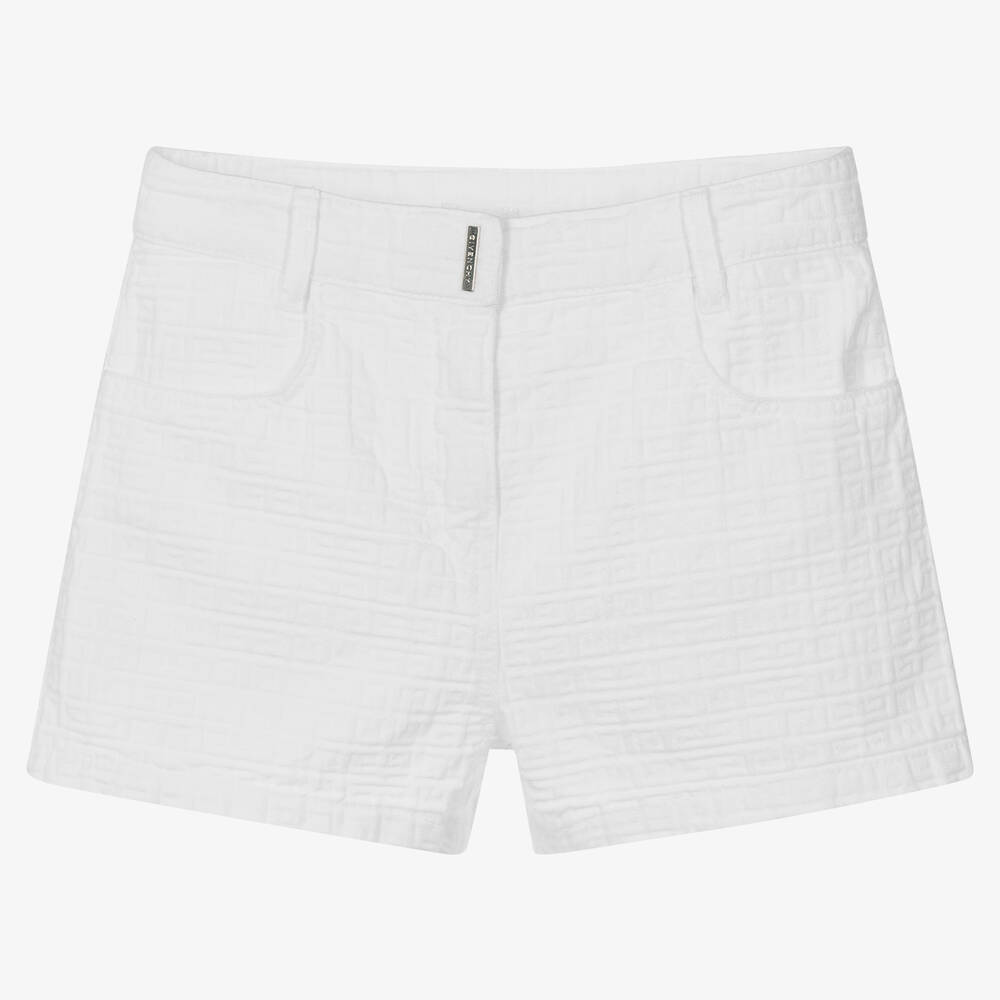 Givenchy - Teen Girls White 4G Jacquard Shorts | Childrensalon