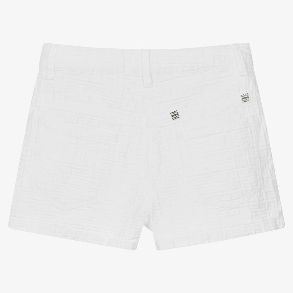 Givenchy-Белые жаккардовые шорты с принтом GG | Childrensalon Outlet