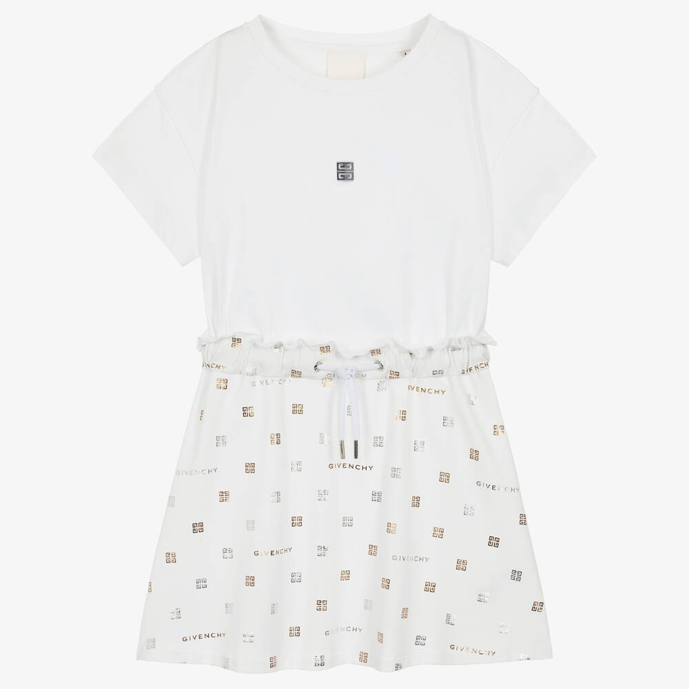 Givenchy-Teen Girls White 4G Print Dress | Childrensalon Outlet
