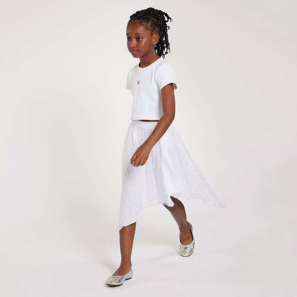 Givenchy-Teen Girls White 4G Tulle Skirt | Childrensalon Outlet