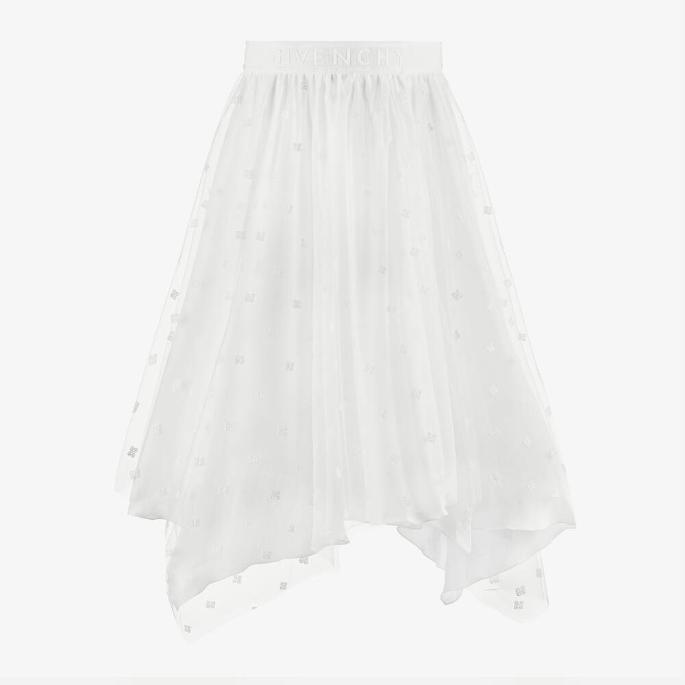 Givenchy-Teen Girls White 4G Tulle Skirt | Childrensalon Outlet