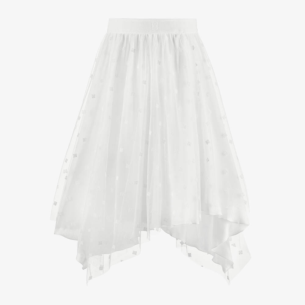 Givenchy-Teen Girls White 4G Tulle Skirt | Childrensalon Outlet