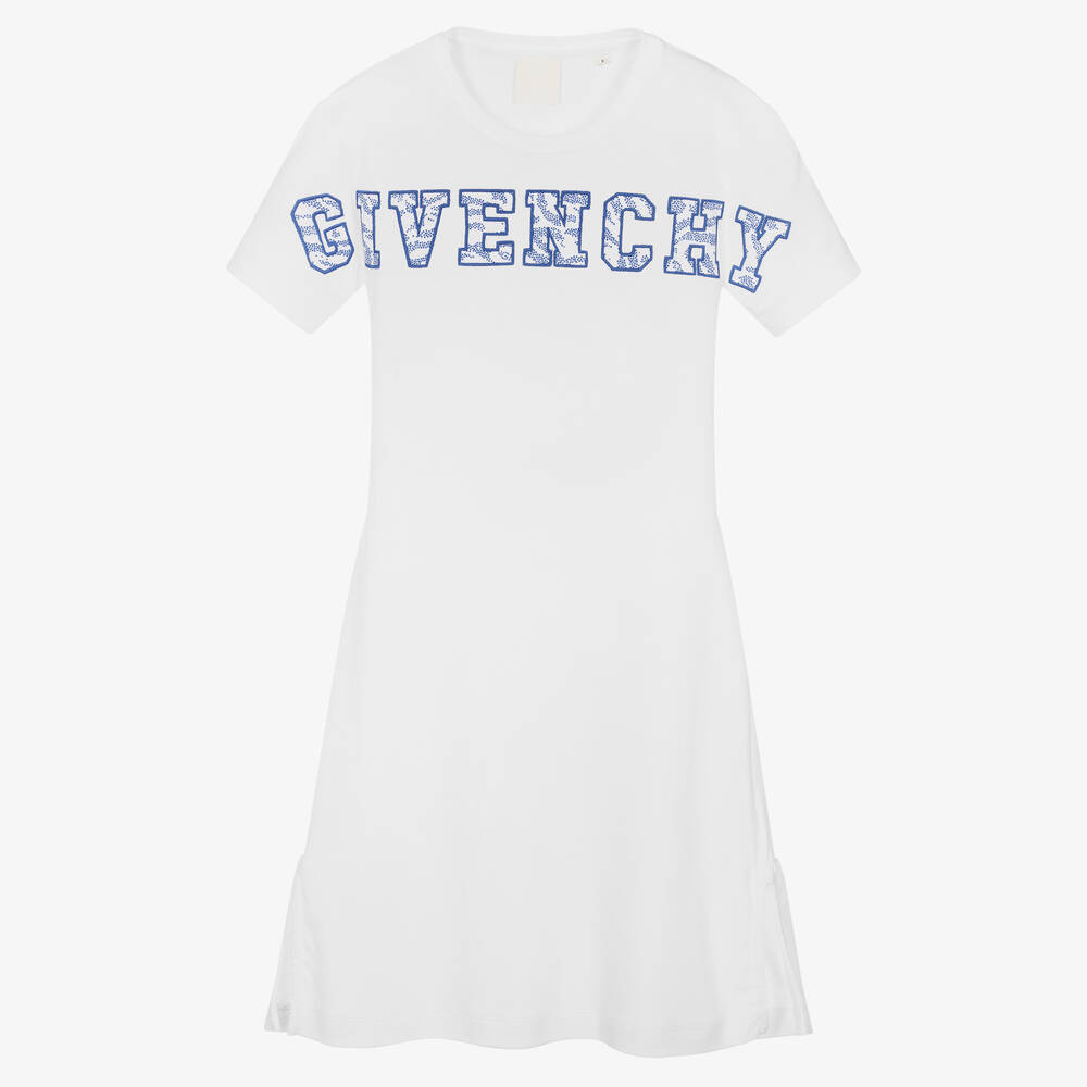 Givenchy - Teen Girls White & Blue Zebra Logo Dress | Childrensalon