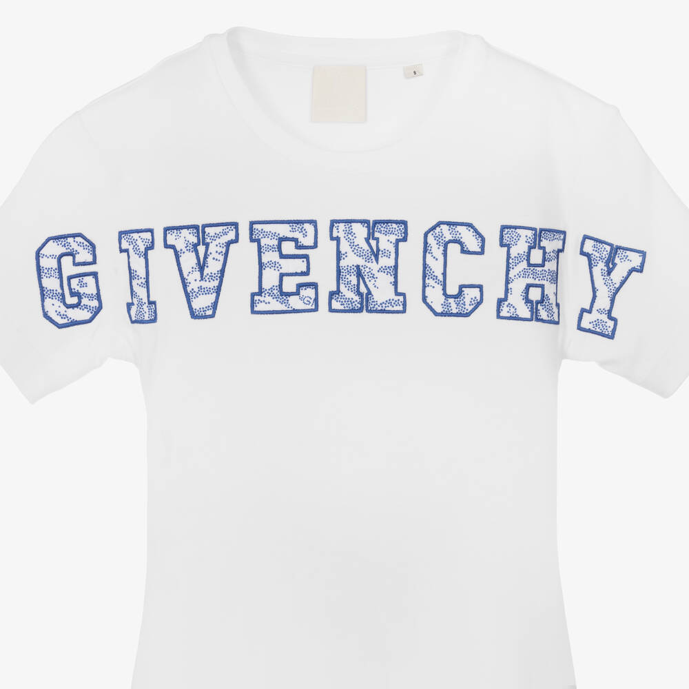 Givenchy-Teen Girls White & Blue Zebra Logo Dress | Childrensalon Outlet