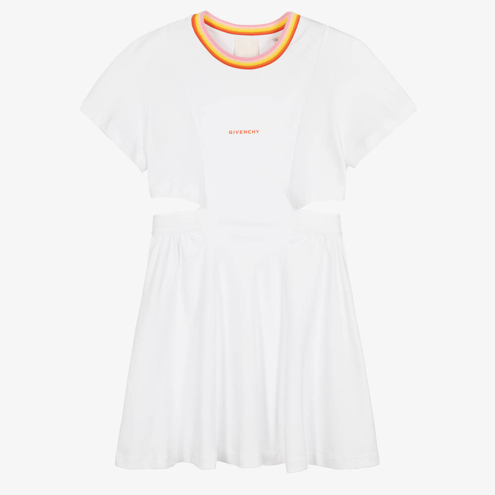 Givenchy - فستان تينز بناتي قطن جيرسي لون أبيض | Childrensalon