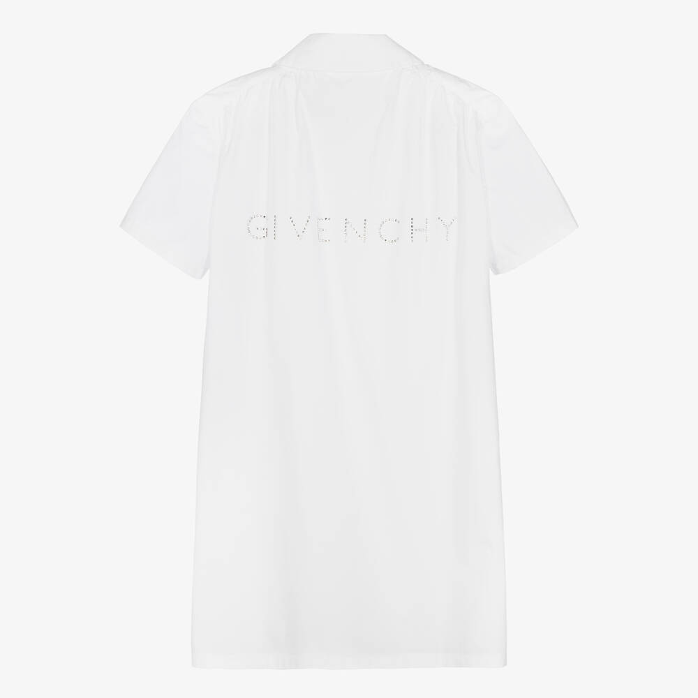 Givenchy-Белое хлопковое платье с кристаллами | Childrensalon Outlet