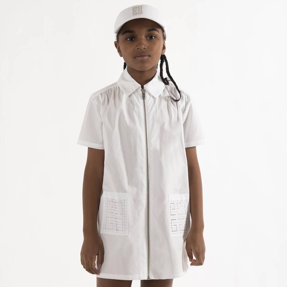 Givenchy-Белое хлопковое платье с кристаллами | Childrensalon Outlet