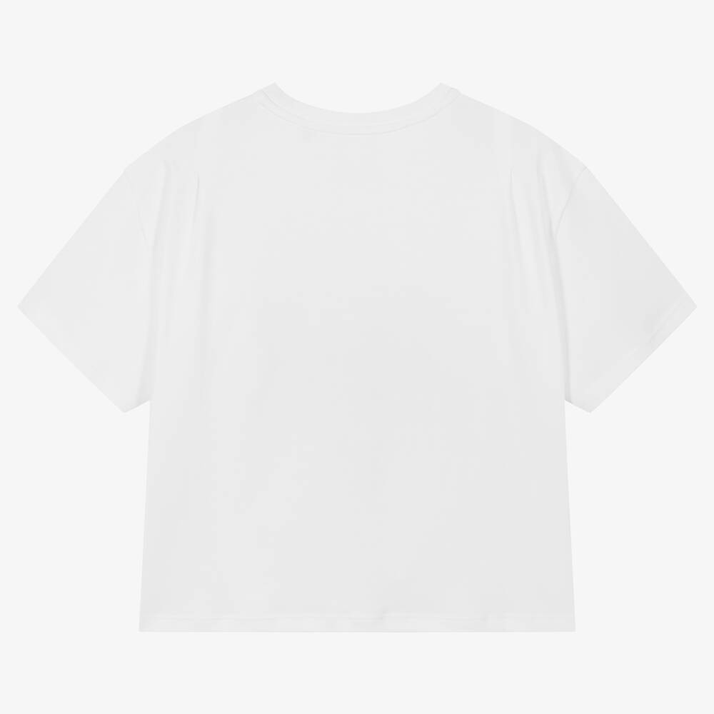 Givenchy-Белая укороченная футболка со стразами Swarovski | Childrensalon Outlet