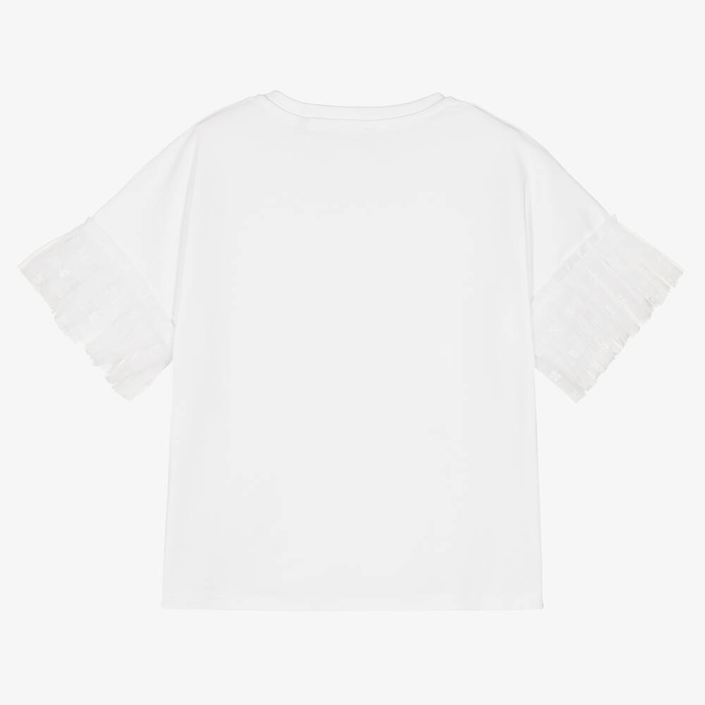 Givenchy - Teen Girls White Embroidered Logo T-Shirt