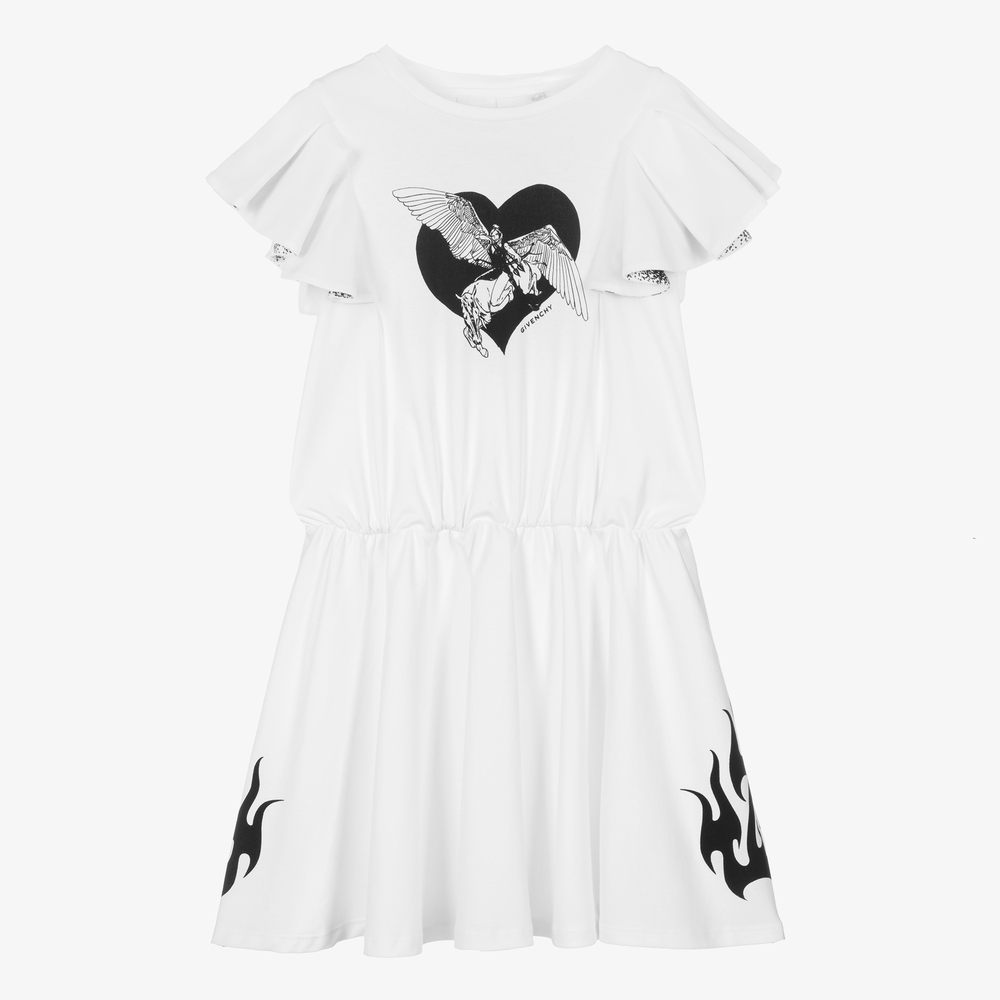 Givenchy - فستان تينز بناتي قطن لون أبيض | Childrensalon