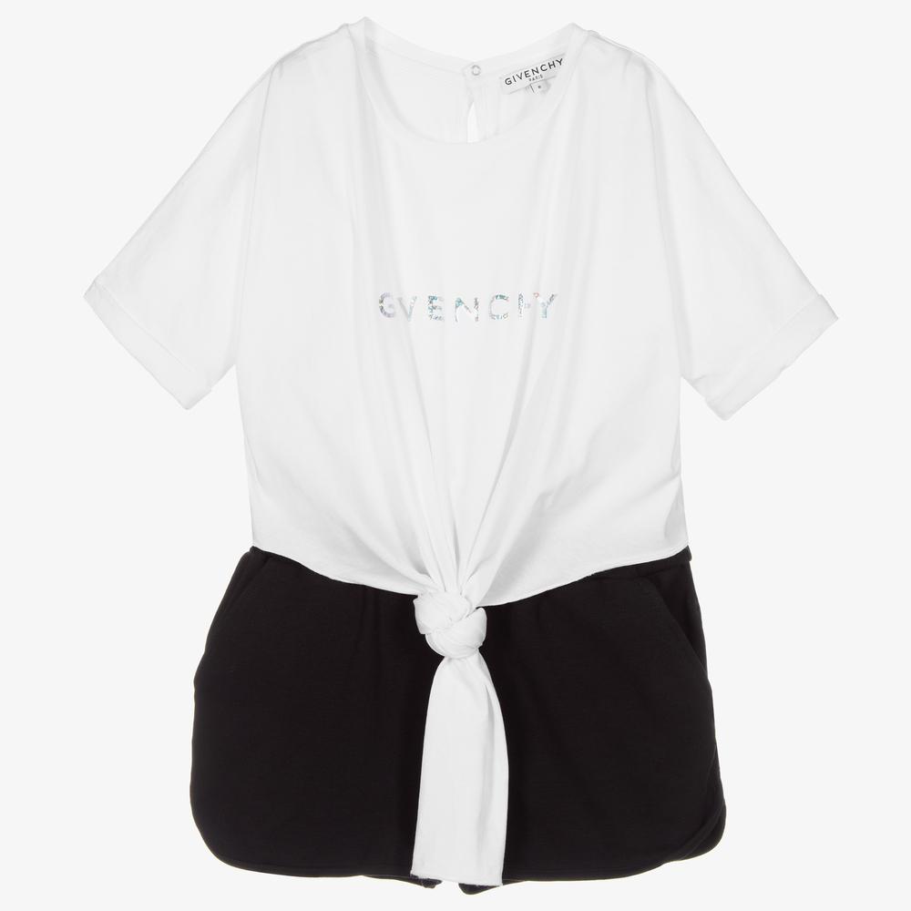 Givenchy - Teen Girls White Logo Playsuit | Childrensalon