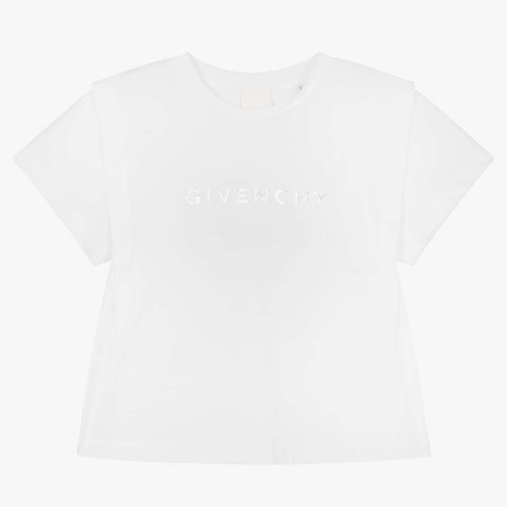 Givenchy - تيشيرت تينز بناتي قطن لون أبيض | Childrensalon