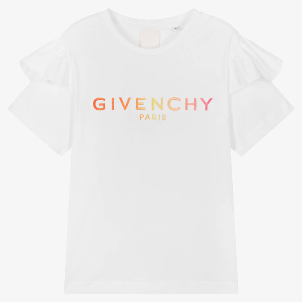 Givenchy - تيشيرت تينز بناتي قطن لون أبيض | Childrensalon