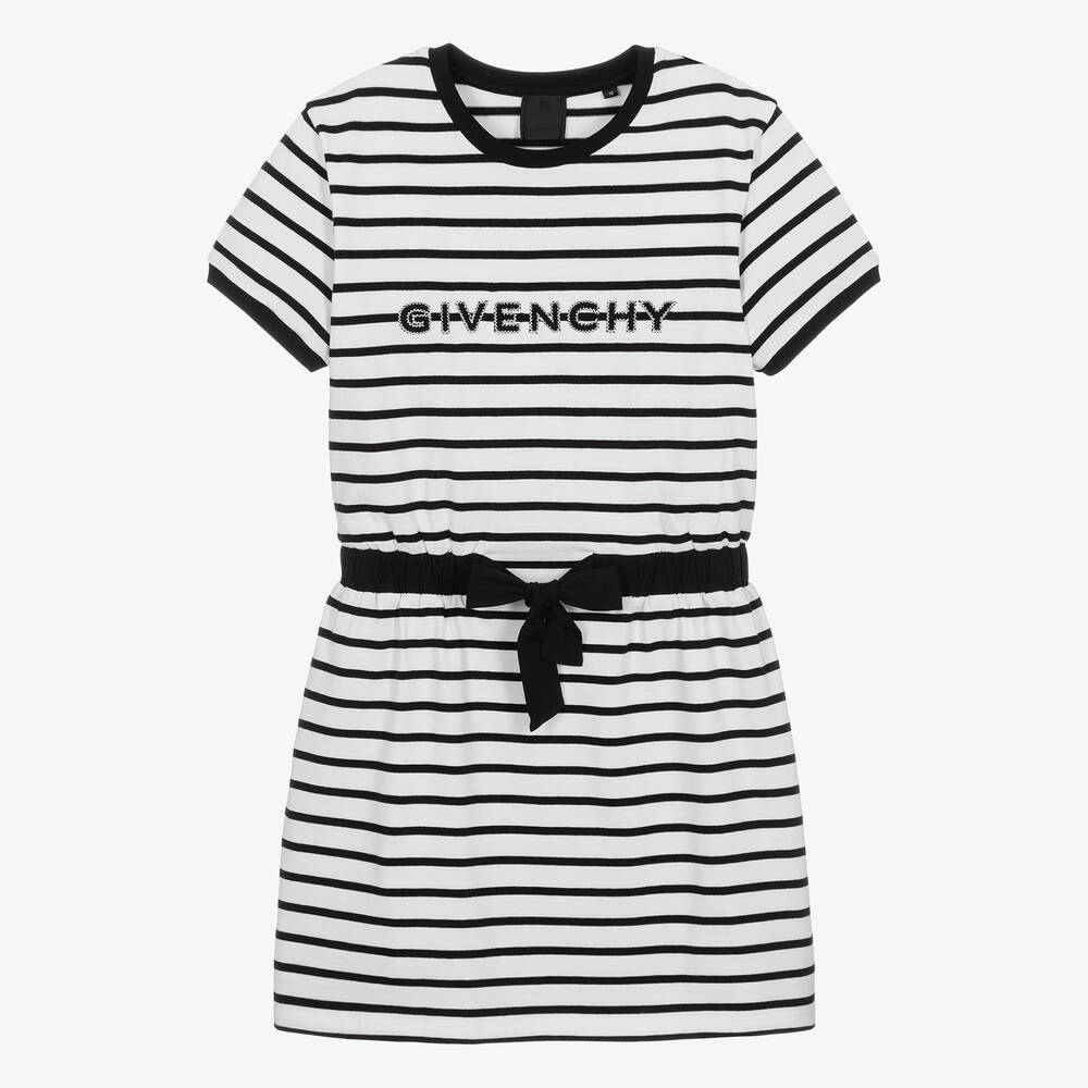 Givenchy-Teen Girls White Striped Cotton Dress | Childrensalon Outlet