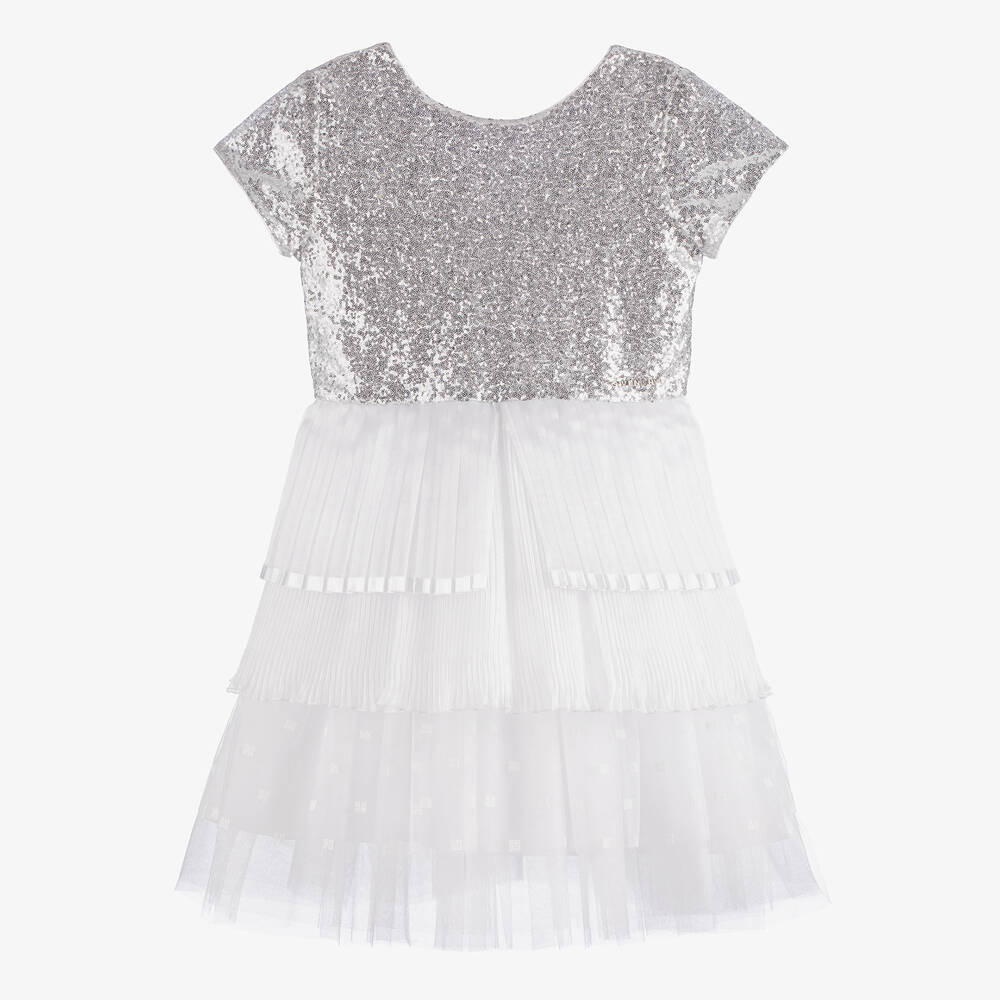 Givenchy - فستان تينز بناتي تول مزين بترتر لون أبيض | Childrensalon