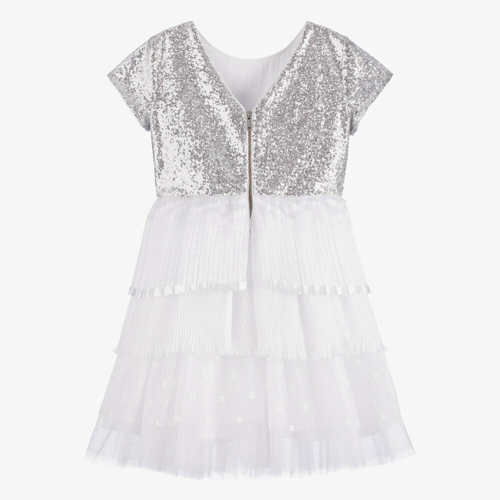 Givenchy-فستان تينز بناتي تول مزين بترتر لون أبيض | Childrensalon Outlet